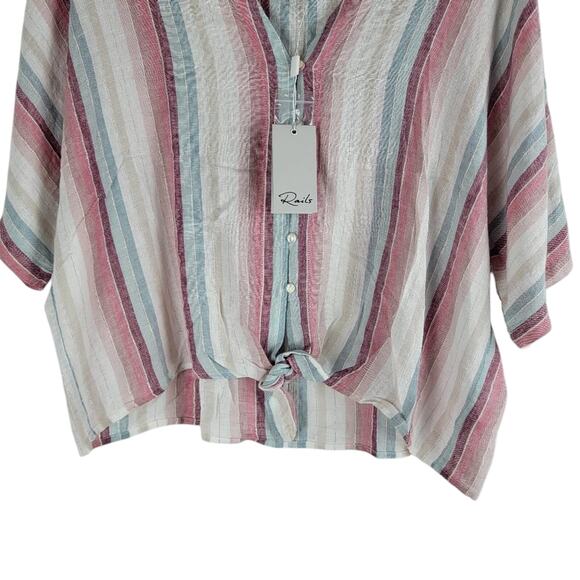 NEW Rails Thea Waist Tie Blouse Top Short Sleeve Tropical Size XXL - Picture 4 of 5